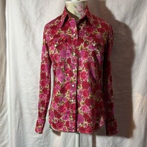 Lucky Brand Dungarees America Western Cut Pearl Snap Rose Floral Shirt